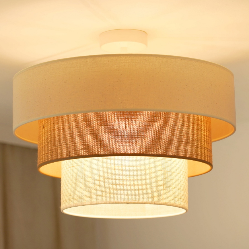 Brilagi - Candeeiro integrado DENVER LUNETA 1xE27/15W/230V diâmetro 45 cm bege/castanho/creme