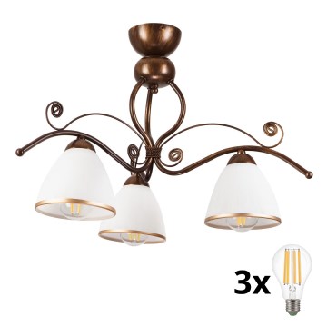 Brilagi - Candeeiro  integrado LED ANTICO 3xE27/60W/230V bronze pátina