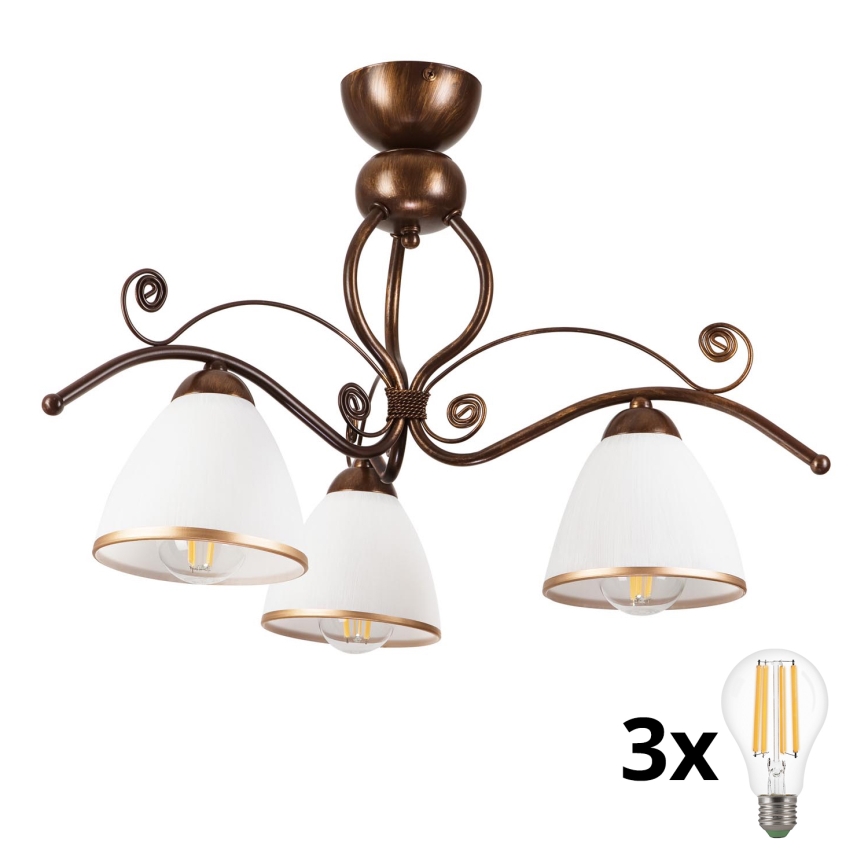 Brilagi - Candeeiro  integrado LED ANTICO 3xE27/60W/230V bronze pátina
