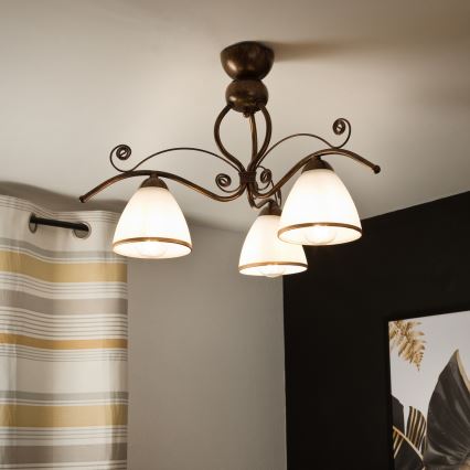 Brilagi - Candeeiro  integrado LED ANTICO 3xE27/60W/230V bronze pátina