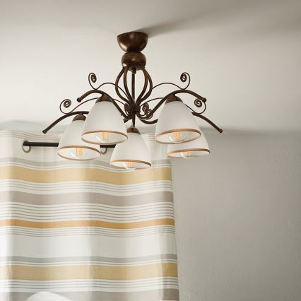 Brilagi - Candeeiro  integrado LED ANTICO 5xE27/60W/230V bronze pátina