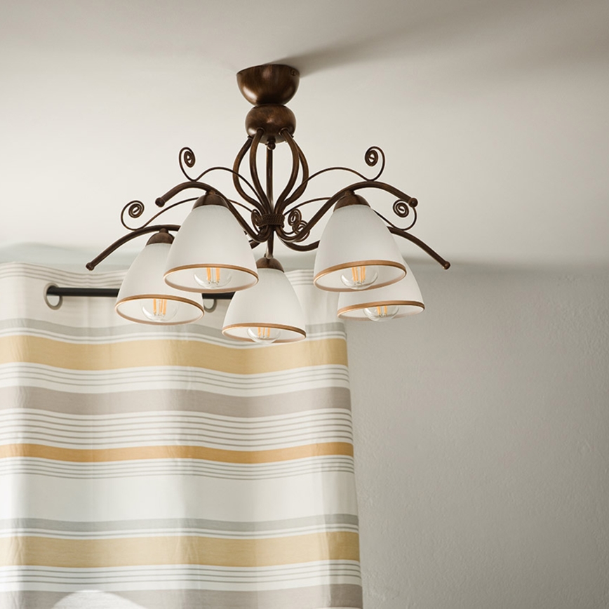 Brilagi - Candeeiro  integrado LED ANTICO 5xE27/60W/230V bronze pátina