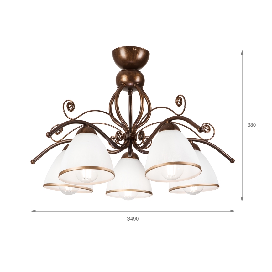 Brilagi - Candeeiro  integrado LED ANTICO 5xE27/60W/230V bronze pátina