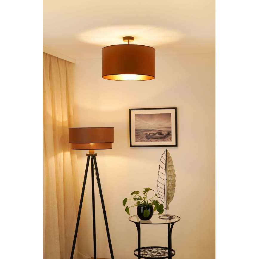 Brilagi - Candeeiro integrado OREGON ROLLER VEGE 1xE27/15W/230V diâmetro 45 cm castanho