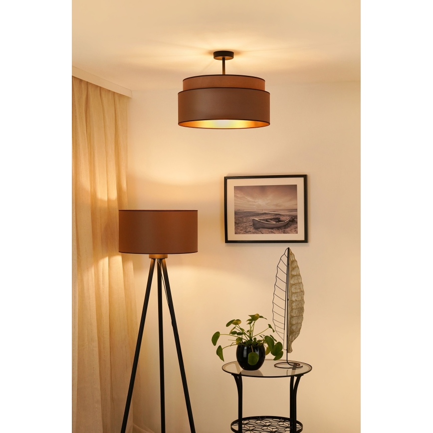 Brilagi - Candeeiro integrado OREGON VEGE 1xE27/15W/230V diâmetro 45 cm castanho