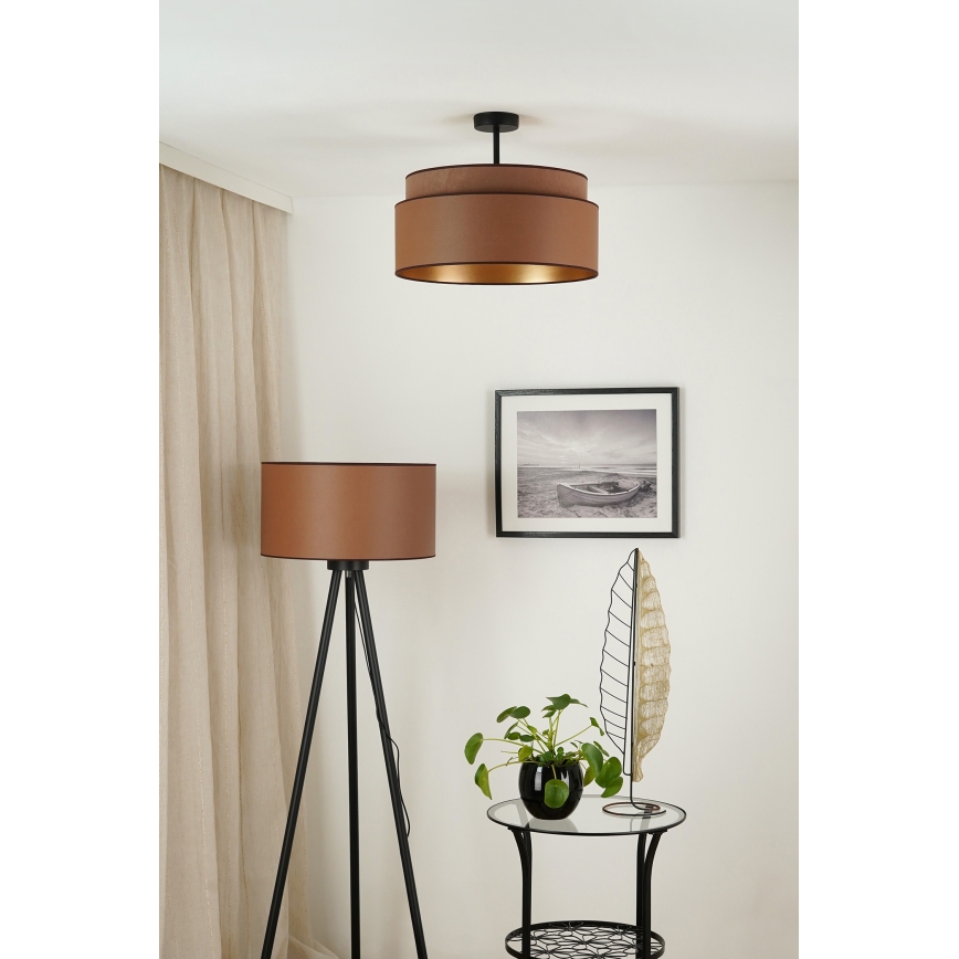 Brilagi - Candeeiro integrado OREGON VEGE 1xE27/15W/230V diâmetro 45 cm castanho