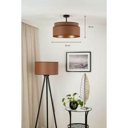 Brilagi - Candeeiro integrado OREGON VEGE 1xE27/15W/230V diâmetro 45 cm castanho