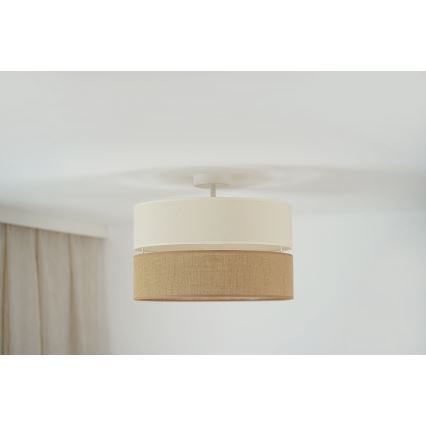 Brilagi - Candeeiro integrado ROYAL YUTE 1xE27/15W/230V diâmetro 40 cm bege/creme