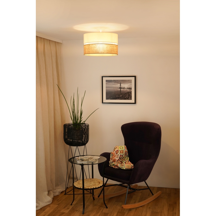 Brilagi - Candeeiro integrado ROYAL YUTE 1xE27/15W/230V diâmetro 40 cm bege/creme