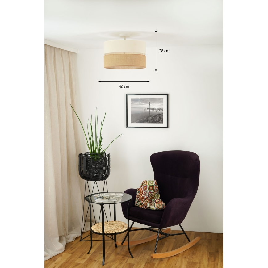 Brilagi - Candeeiro integrado ROYAL YUTE 1xE27/15W/230V diâmetro 40 cm bege/creme