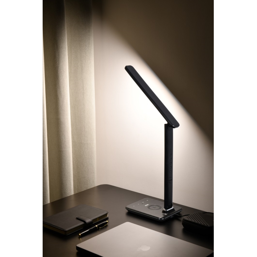 Brilagi - Candeeiro de mesa LED com regulação e carregamento sem fios REGINA LED/8,5W/230V preto
