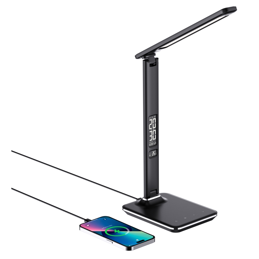 Brilagi - Candeeiro de mesa LED com regulação e carregamento sem fios REGINA LED/8,5W/230V preto