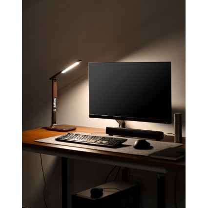 Brilagi - Candeeiro de mesa LED com regulação e carregamento sem fios REGINA LED/8,5W/230V castanho