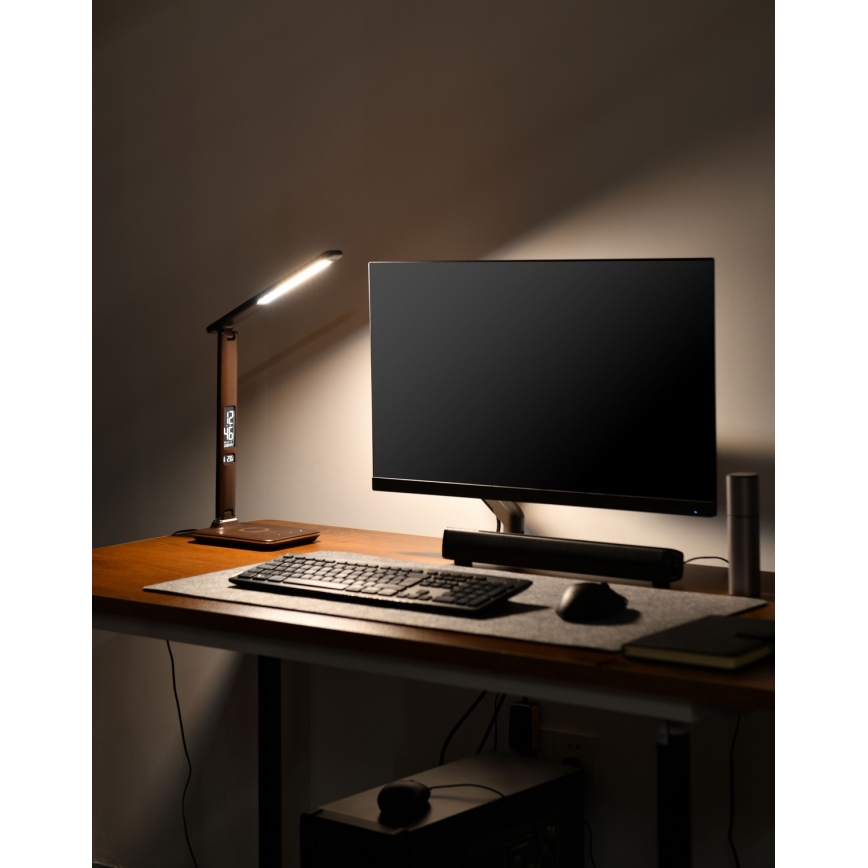 Brilagi - Candeeiro de mesa LED com regulação e carregamento sem fios REGINA LED/8,5W/230V castanho