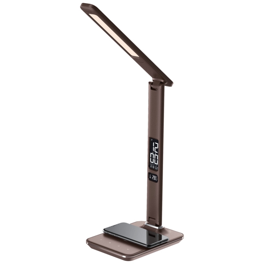 Brilagi - Candeeiro de mesa LED com regulação e carregamento sem fios REGINA LED/8,5W/230V castanho