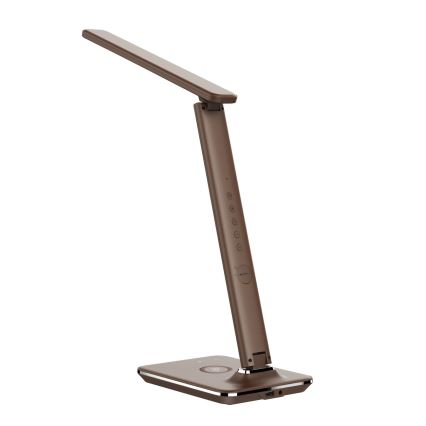 Brilagi - Candeeiro de mesa LED com regulação e carregamento sem fios REGINA LED/8,5W/230V castanho
