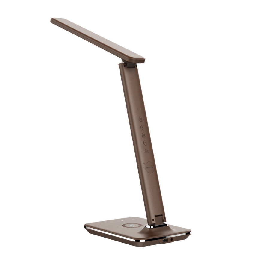Brilagi - Candeeiro de mesa LED com regulação e carregamento sem fios REGINA LED/8,5W/230V castanho
