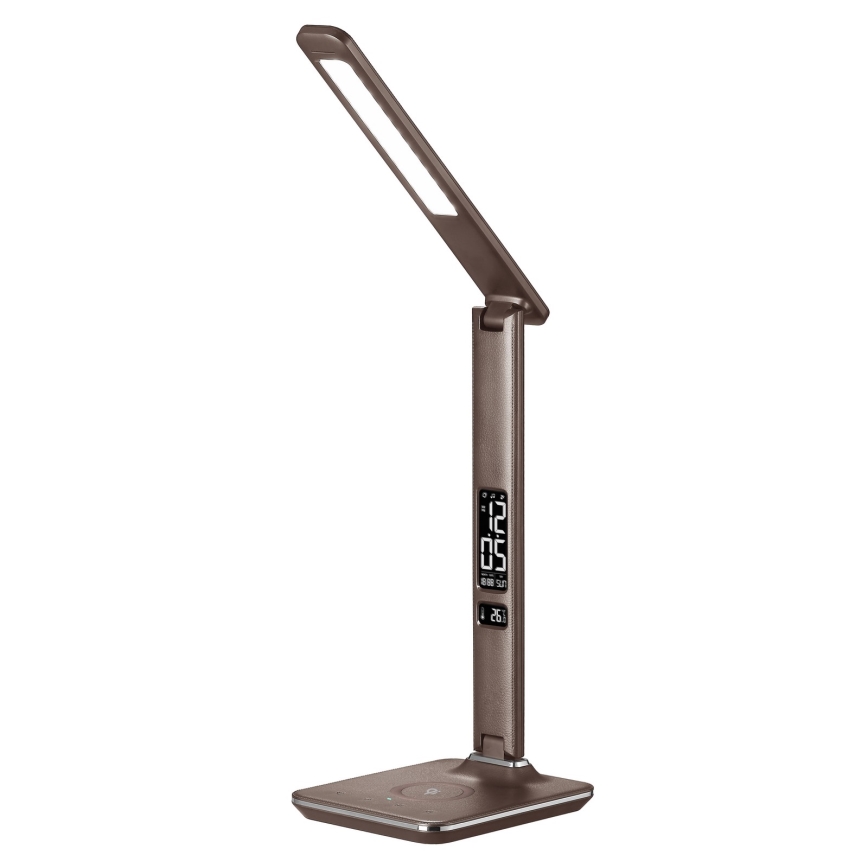 Brilagi - Candeeiro de mesa LED com regulação e carregamento sem fios REGINA LED/8,5W/230V castanho