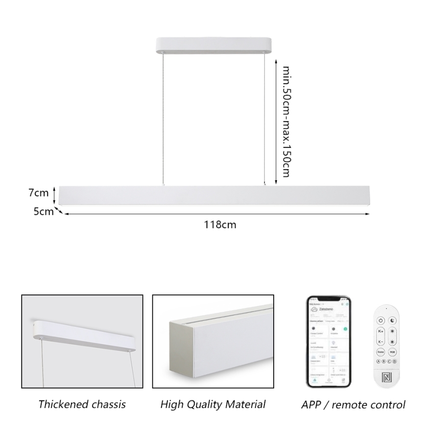 Brilagi - Candeeiro suspenso LED com regulação SLEEKLINE SMART LED/40W/230V 3000-6000K Wi-Fi Tuya branco + comando