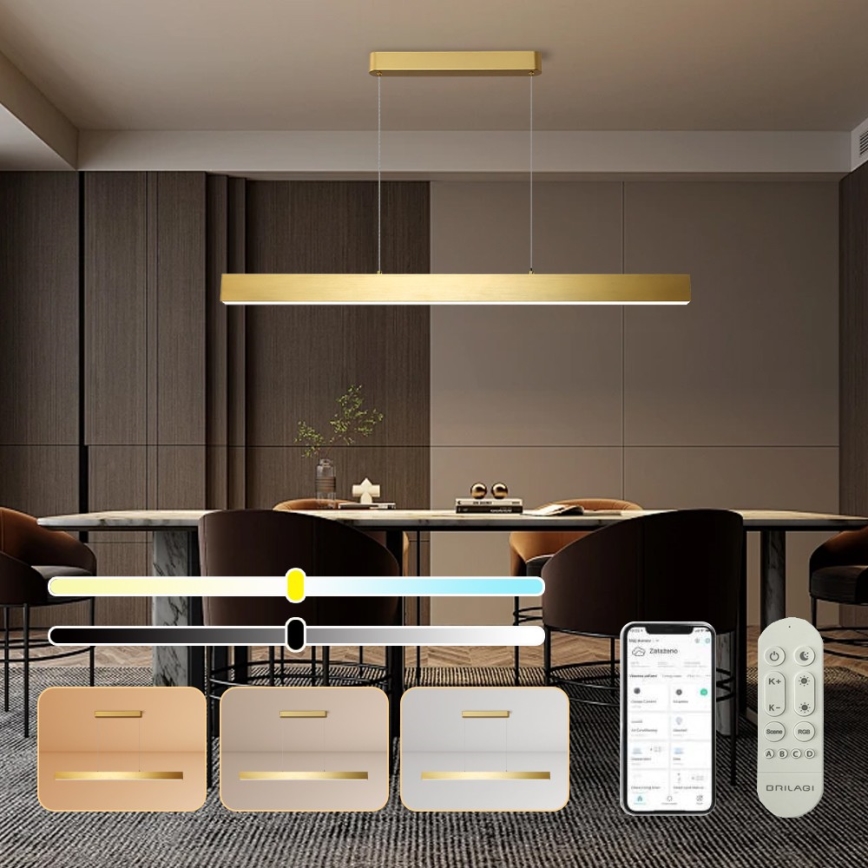 Brilagi - Candeeiro suspenso LED com regulação SLEEKLINE SMART LED/40W/230V 3000-6000K Wi-Fi Tuya dourado + comando