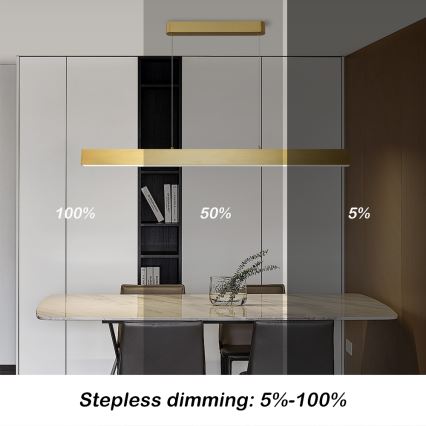 Brilagi - Candeeiro suspenso LED com regulação SLEEKLINE SMART LED/40W/230V 3000-6000K Wi-Fi Tuya dourado + comando