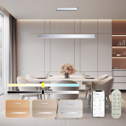 Brilagi - Candeeiro suspenso LED com regulação SLEEKLINE SMART LED/40W/230V 3000-6000K Wi-Fi Tuya prateado + comando