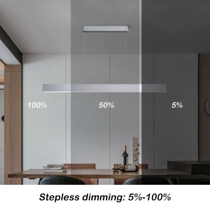 Brilagi - Candeeiro suspenso LED com regulação SLEEKLINE SMART LED/40W/230V 3000-6000K Wi-Fi Tuya prateado + comando