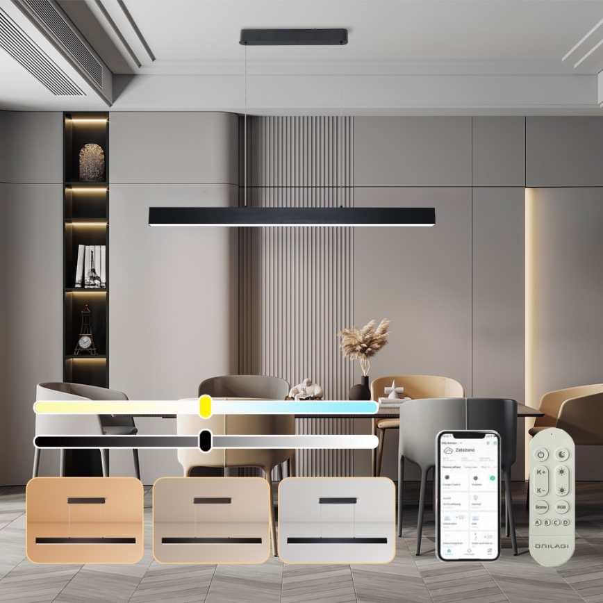 Brilagi - Candeeiro suspenso LED com regulação SLEEKLINE SMART LED/40W/230V 3000-6000K Wi-Fi Tuya preto + comando