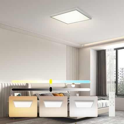 Brilagi - Luminária de tecto para casa de banho LED regulável FRAME SMART LED/50W/230V 60x60 cm 3000-6000K IP44 prateada + controlo remoto