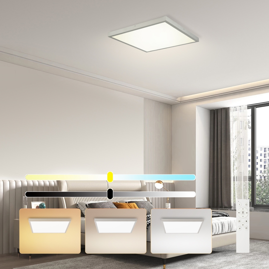 Brilagi - Luminária de tecto para casa de banho LED regulável FRAME SMART LED/50W/230V 60x60 cm 3000-6000K IP44 prateada + controlo remoto