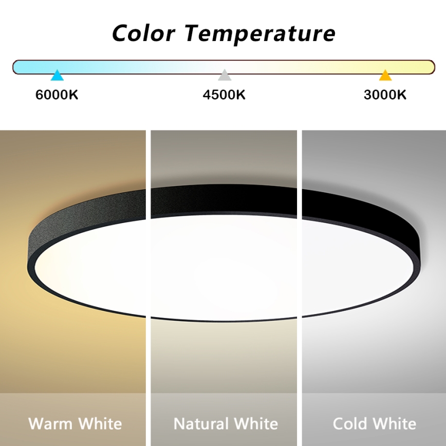 Brilagi - Luminária de teto LED dimerizável POOL SMART LED/128W/230V 3000-6000K diâmetro 100 cm Wi-Fi Tuya preta + comando remoto