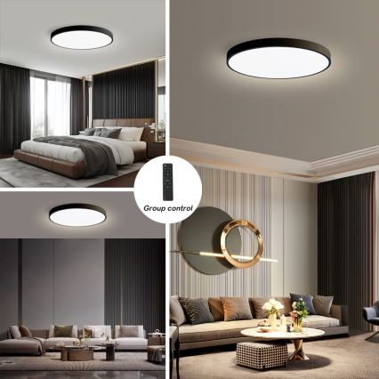 Brilagi - Luminária de teto LED dimerizável POOL SMART LED/128W/230V 3000-6000K diâmetro 100 cm Wi-Fi Tuya preta + comando remoto