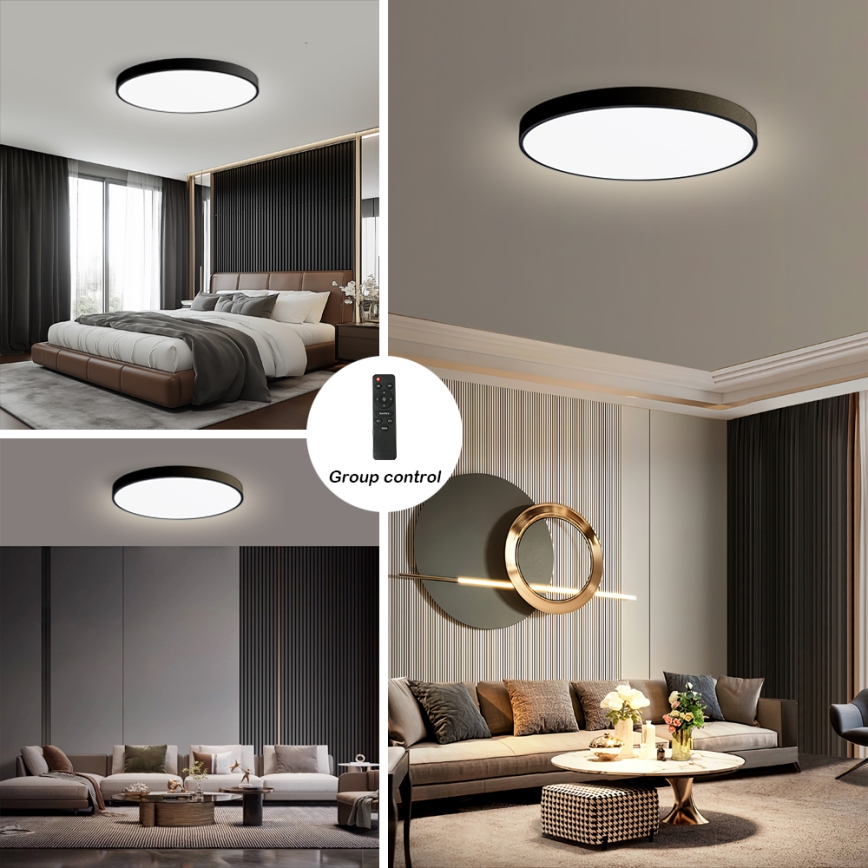 Brilagi - Luminária de teto LED dimerizável POOL SMART LED/128W/230V 3000-6000K diâmetro 100 cm Wi-Fi Tuya preta + comando remoto