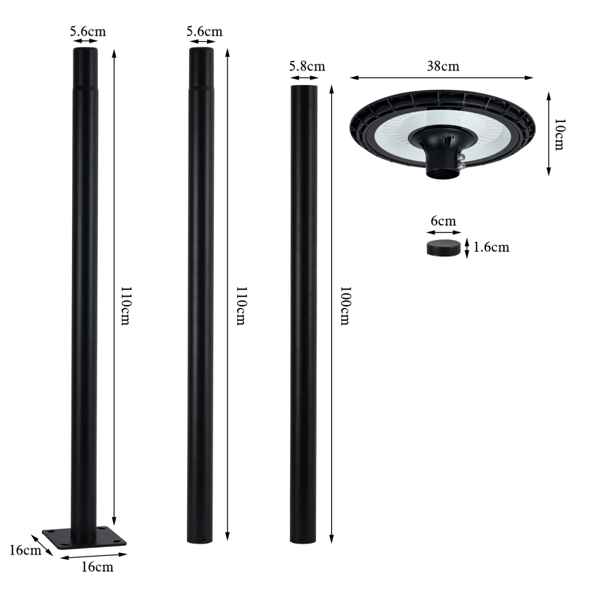 Brilagi - Candeeiro público LED URBANSPARK LED/120W/230V preto IP65