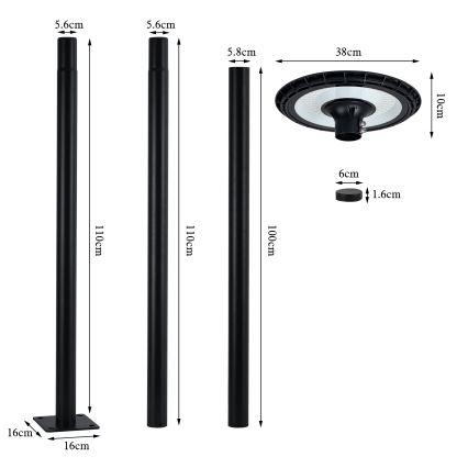 Brilagi - Candeeiro público LED URBANSPARK LED/60W/230V preto IP65
