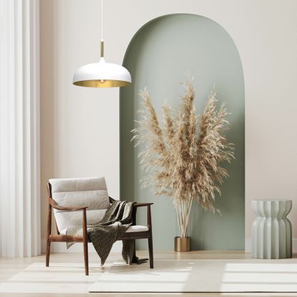 Brilagi - Candeeiro suspenso ABRAHAM 1xE27/60W/230V diâmetro 35 cm branco