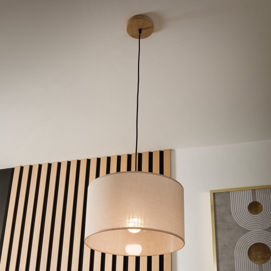 Brilagi - Candeeiro suspenso ANTHONY 1xE27/60W/230V carvalho/bege