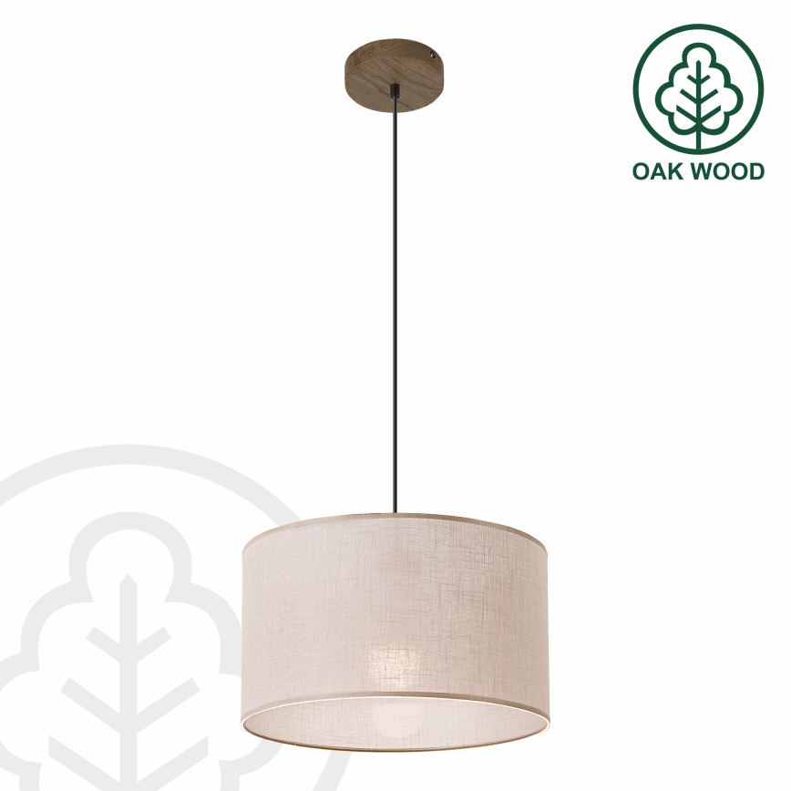 Brilagi - Candeeiro suspenso ANTHONY 1xE27/60W/230V carvalho/bege