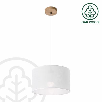 Brilagi - Candeeiro suspenso ANTHONY 1xE27/60W/230V carvalho/branco
