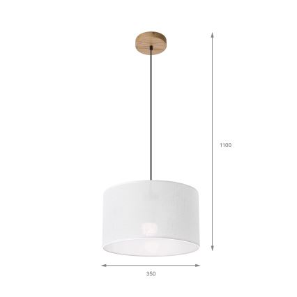 Brilagi - Candeeiro suspenso ANTHONY 1xE27/60W/230V carvalho/branco