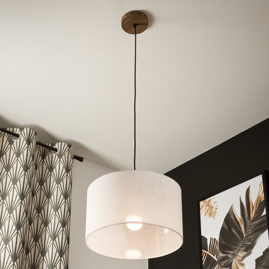 Brilagi - Candeeiro suspenso ANTHONY 1xE27/60W/230V carvalho/branco