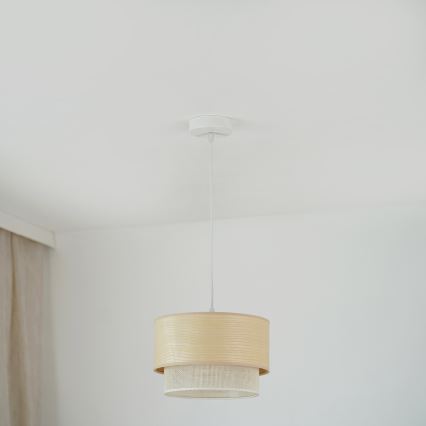 Brilagi - Candeeiro suspenso ARIZONA BOHO 1xE27/15W/230V diâmetro 25 cm bege/branco