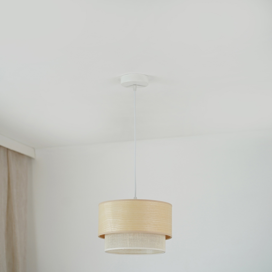 Brilagi - Candeeiro suspenso ARIZONA BOHO 1xE27/15W/230V diâmetro 25 cm bege/branco