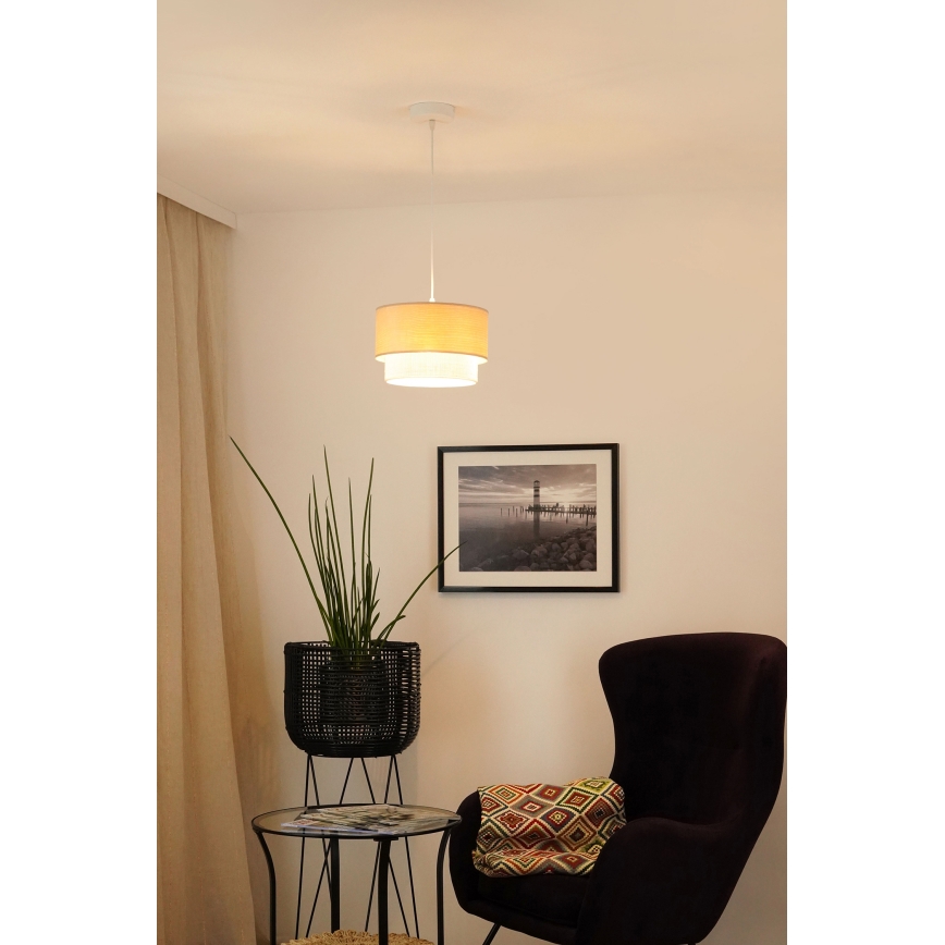 Brilagi - Candeeiro suspenso ARIZONA BOHO 1xE27/15W/230V diâmetro 25 cm bege/branco