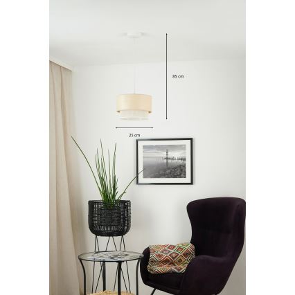 Brilagi - Candeeiro suspenso ARIZONA BOHO 1xE27/15W/230V diâmetro 25 cm bege/branco