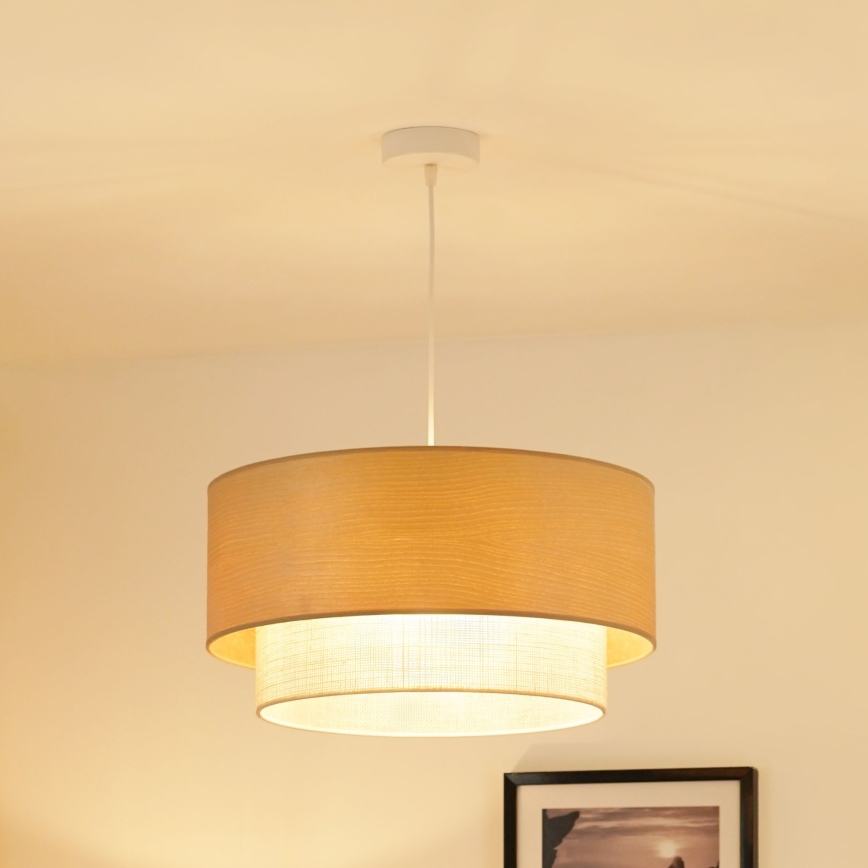 Brilagi - Candeeiro suspenso ARIZONA BOHO 1xE27/15W/230V diâmetro 45 cm bege/branco