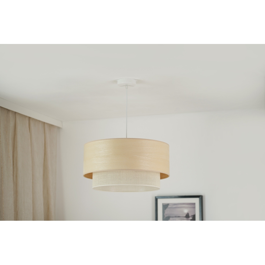 Brilagi - Candeeiro suspenso ARIZONA BOHO 1xE27/15W/230V diâmetro 45 cm bege/branco