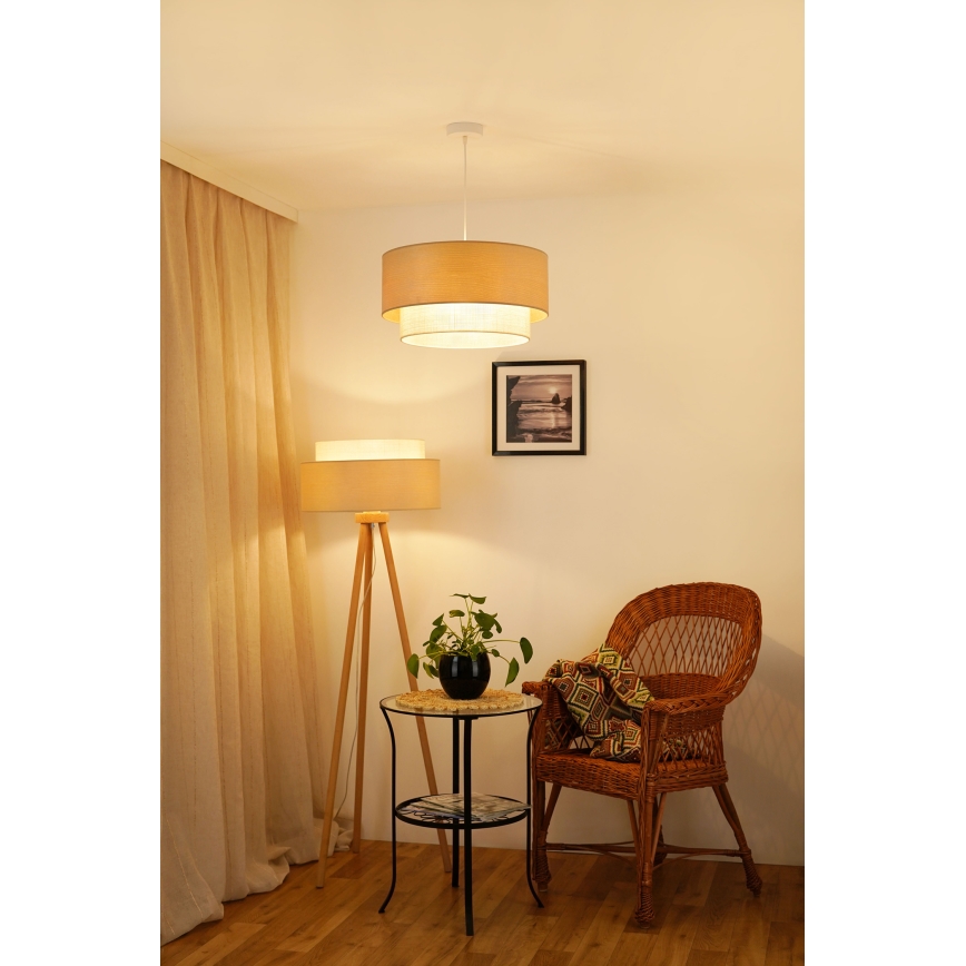 Brilagi - Candeeiro suspenso ARIZONA BOHO 1xE27/15W/230V diâmetro 45 cm bege/branco