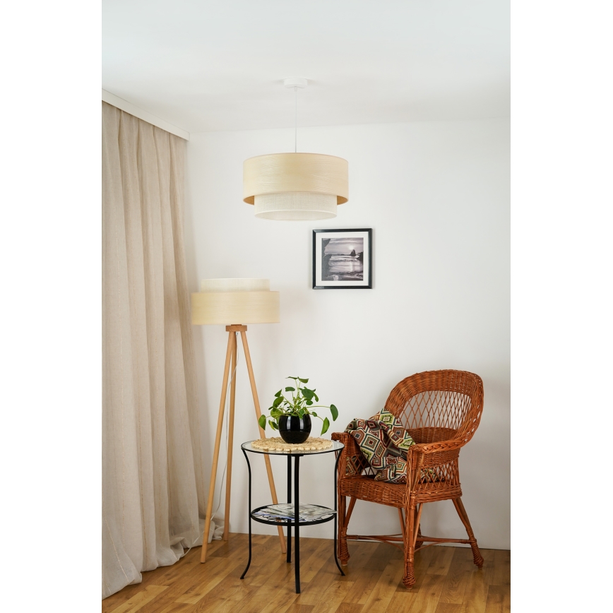 Brilagi - Candeeiro suspenso ARIZONA BOHO 1xE27/15W/230V diâmetro 45 cm bege/branco