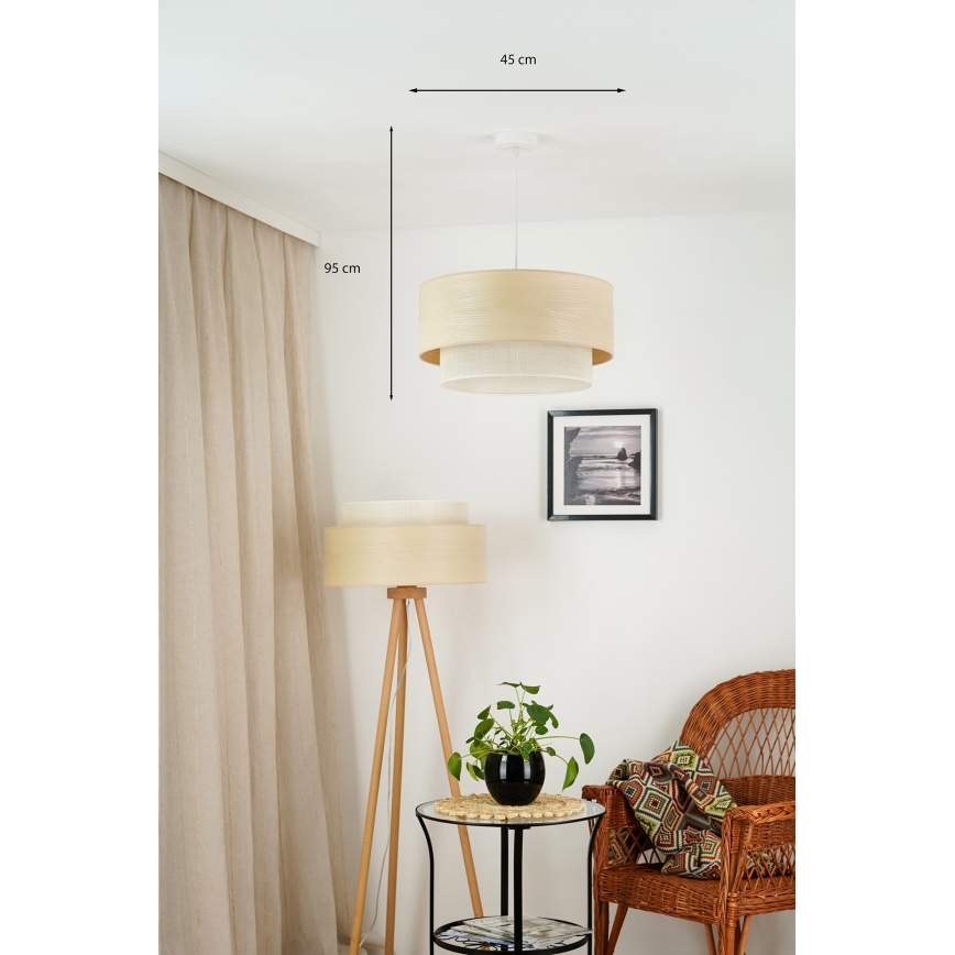Brilagi - Candeeiro suspenso ARIZONA BOHO 1xE27/15W/230V diâmetro 45 cm bege/branco